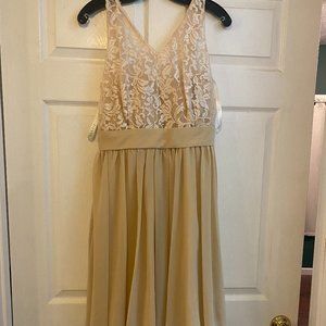 Azazie Champagne Kneelength Bridesmaid Dress
